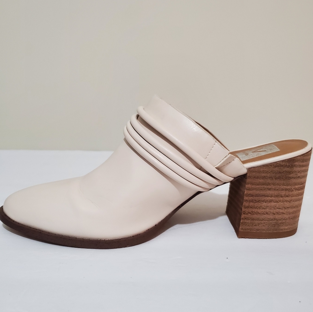 Dolce Vita Tabitha ivory faux leather stacked heel knot accent mule clogs 8.5 - Picture 4 of 15